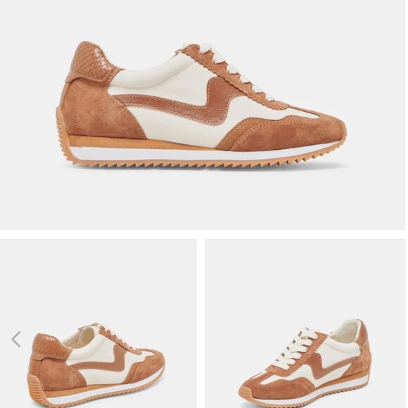 Dolce Vita B.ntcd Sneakers Pecan Nylon Women's Size 7.5 Brown Leather Suede NWOT - Picture 1 of 9